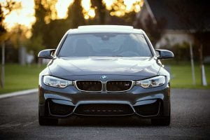 front view of grey bmw sedan